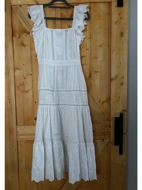 Vineyard Vines White Tiered Eyelet Ruffle Maxi Dress XS